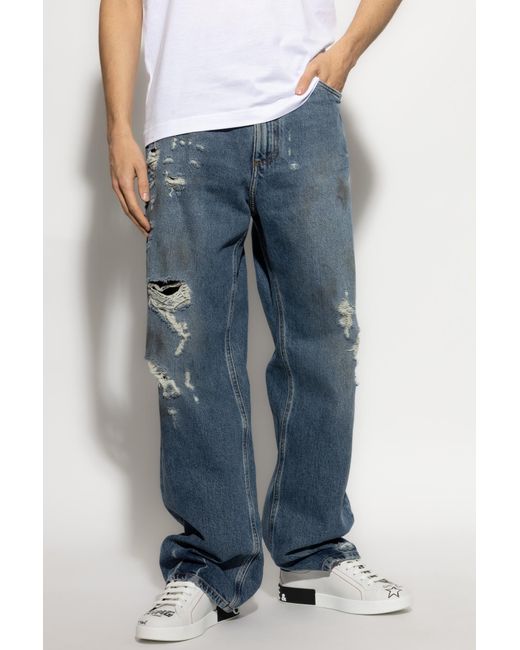 Dolce & Gabbana Blue Jeans With Vintage Effect for men