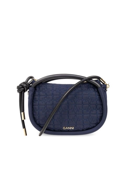 Ganni Blue 'knot Mini' Quilted Shoulder Bag