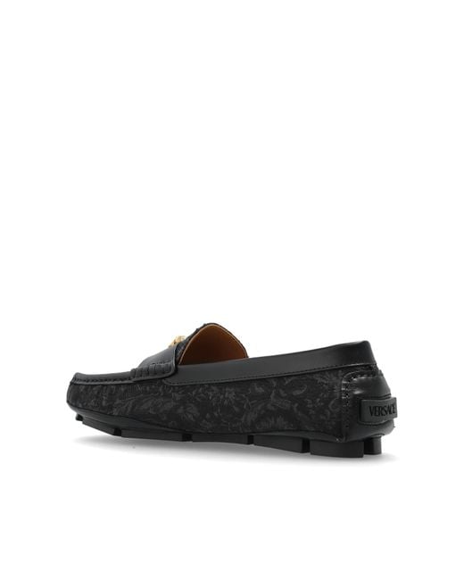 Versace Black Loafers With 'Barocco' Pattern for men