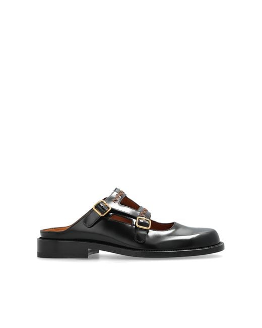 Marni Black Leather Slides