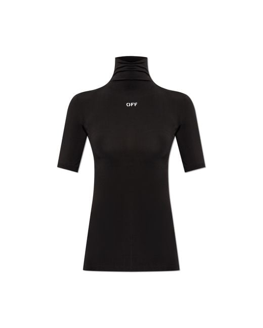 Off-White c/o Virgil Abloh Black Fitted Top With Stand-Up Collar
