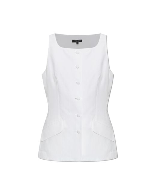 Rag & Bone White Vest With Decorative Flaps