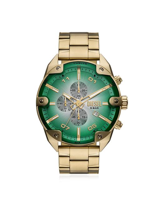 DIESEL Green Steel Watch "Spiked" for men