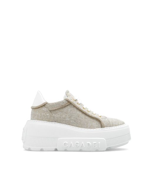 Casadei White 'nexus' Platform Sneakers,