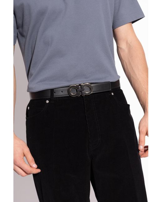 Ferragamo Black Double-Sided Belt for men