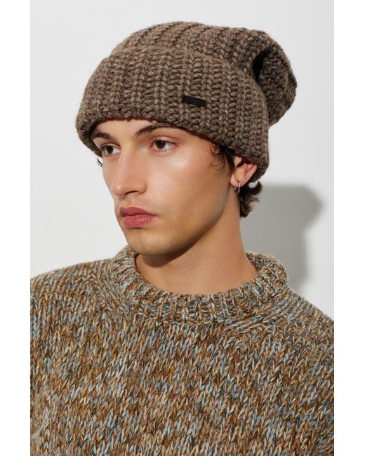 DSquared² Brown Wool Beanie With Patch for men