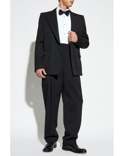Dolce & Gabbana Black Dolce & Gabbana Creased Trousers With Rolled-Up Legs for men