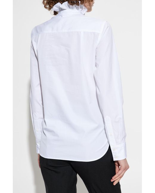 Alexander McQueen White Shirt With A Stand-Up Collar