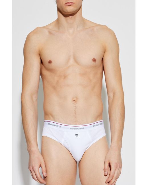 DSquared² White Ribbed Briefs for men