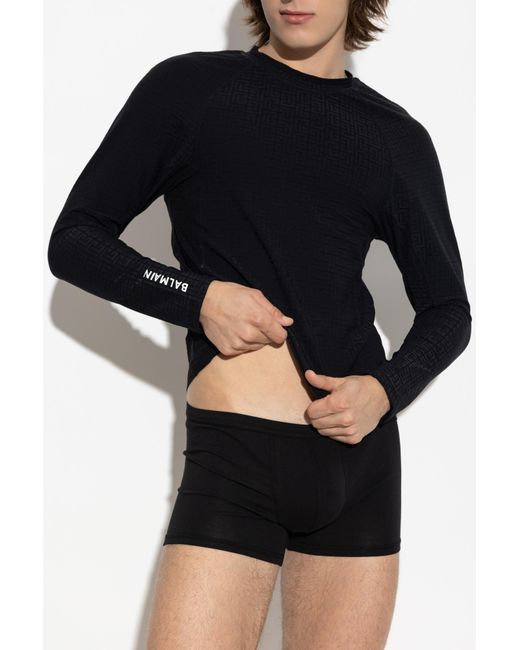 Balmain Blue T-Shirt With Monogram for men