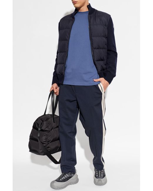 Moncler Blue T-Shirt With Logo Patch for men