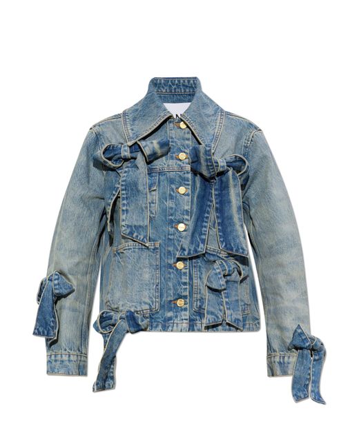 Ganni Blue Denim Jacket With Bows