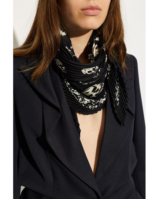 McQueen Black Pleated Scarf