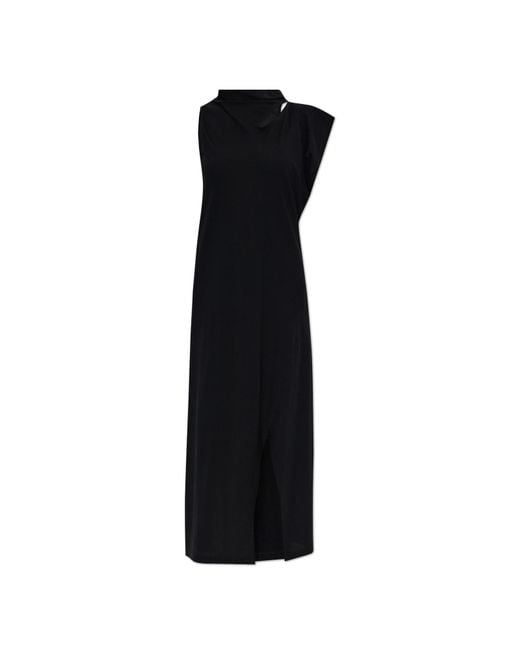 Issey Miyake Black Cotton Dress With A Slit