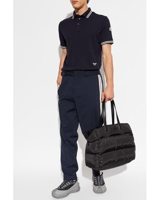 Moncler Blue Polo With Embroidered Logo for men