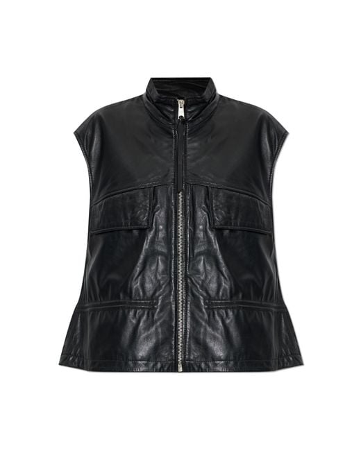 AllSaints Black Leather Vest 'Flor'