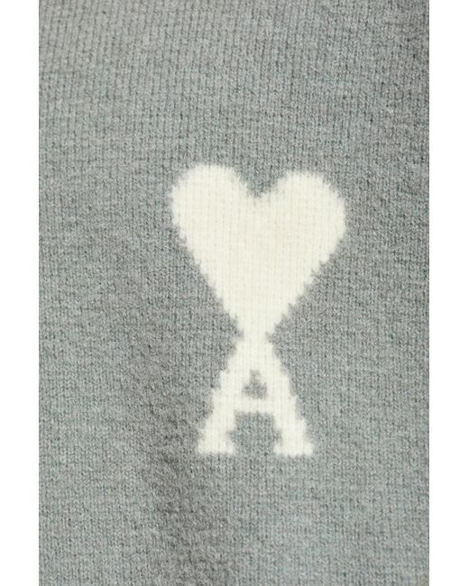 AMI Gray Cardigan With Logo