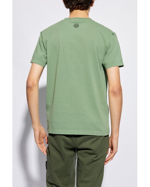 Stone Island Green T-shirt With Logo, for men