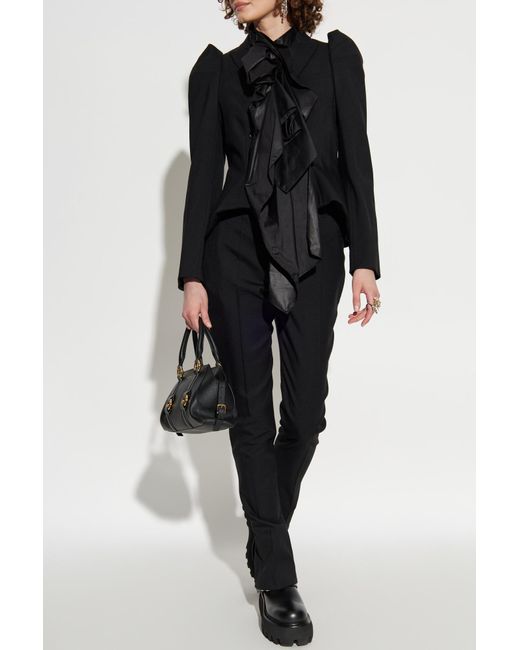 McQueen Black Wool Pleated Trousers