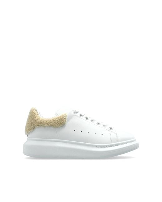 McQueen White Sports Shoes With A Furry Heel Tab