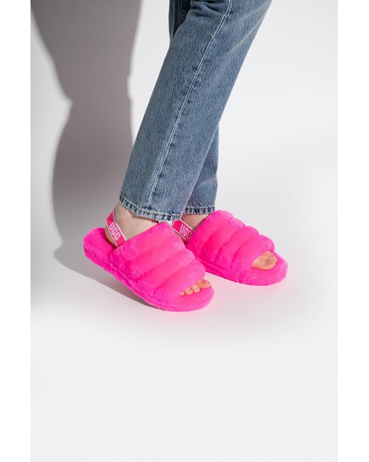 UGG 'fluff Yeah' Plush Sandals in Neon 