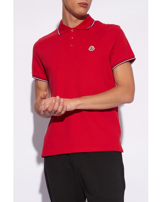 Moncler red polo shirt deals