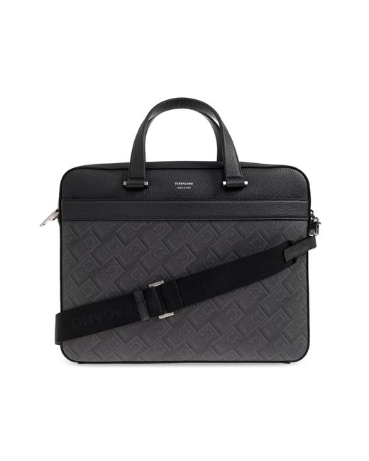 Ferragamo Black Briefcase With Monogram for men