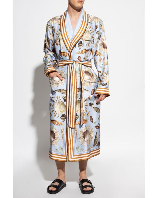 Dolce & Gabbana White Silk Robe for men