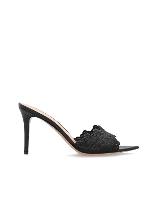 Gianvito Rossi Black 'Yvonne' Heeled Mules
