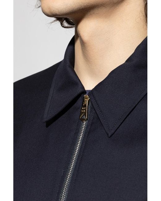 Paul Smith Blue Wool Jacket With Collar for men