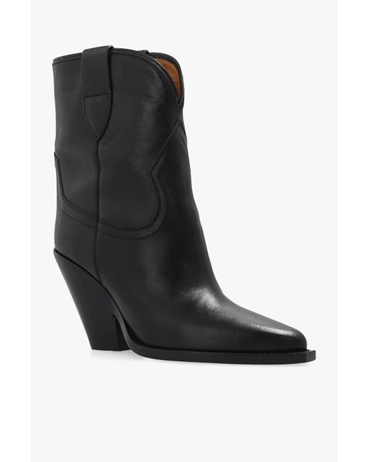 Isabel Marant Black 'Leyane' Heeled Ankle Boots