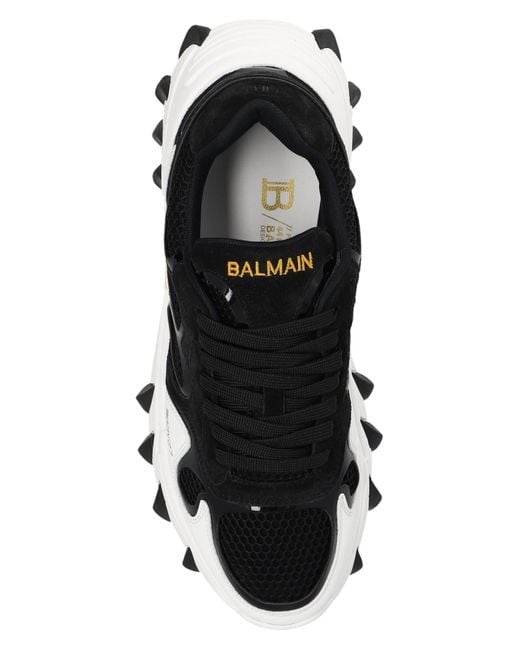 Balmain Black B-east Sneakers In Suede And Mesh