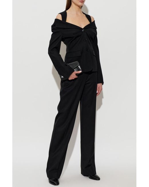 McQueen Black Wool Pleated Trousers