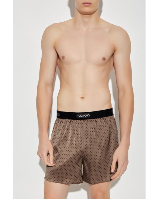 Tom Ford Brown Silk Boxer Shorts for men