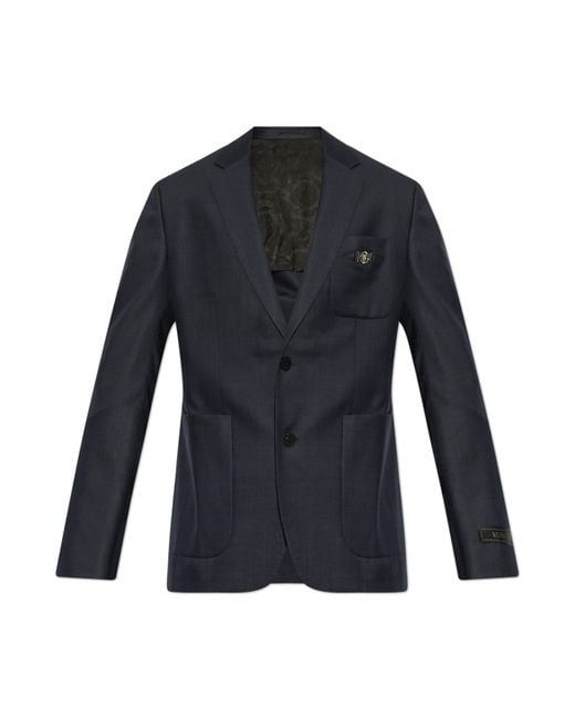 Versace Blue Wool Blazer for men
