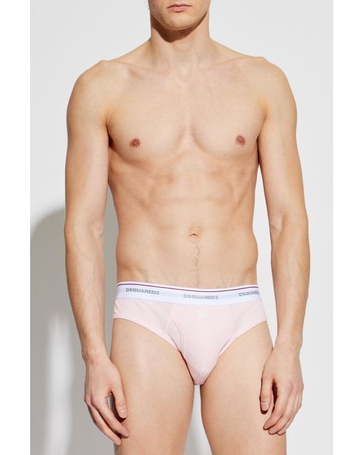 DSquared² Black Cotton Briefs With Logo for men