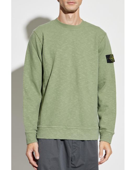 Stone Island Green Sweatshirt With Logo Patch for men