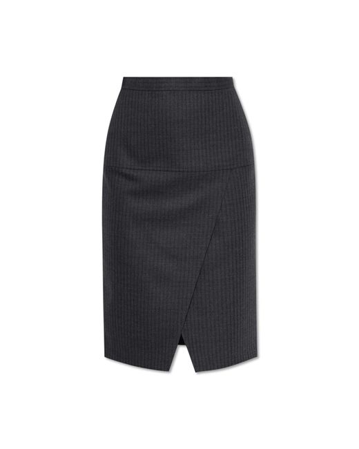 Fendi Black Wool Skirt With Front Slit