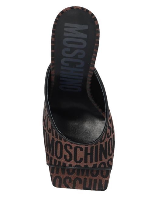 Moschino Black Heeled Mules,