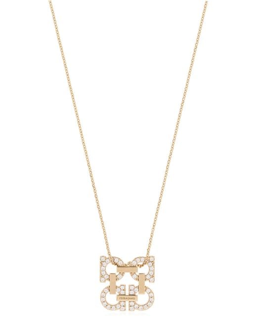 Ferragamo White Necklace With Pendant
