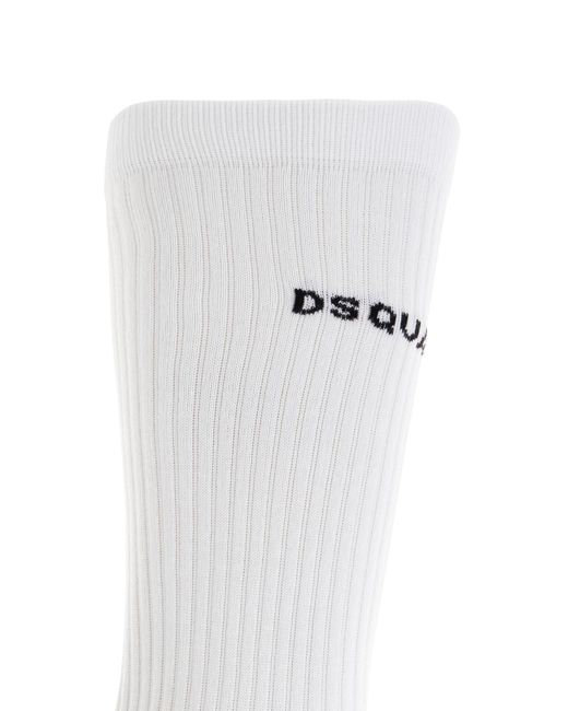 DSquared² White Socks With Logo for men