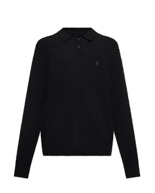 AllSaints Black Polo 'Statten' for men