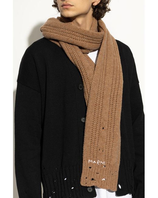 Marni Brown Scarf With Logo for men