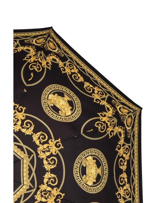 Versace Black Parasol With Print 'La Coupe Des Dieux'