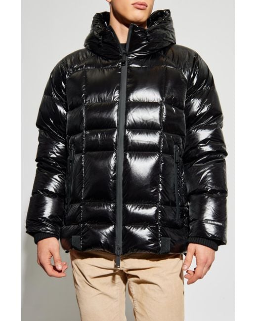 DSquared² Black Down Jacket With Hood for men