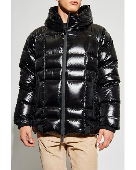 DSquared² Black Down Jacket With Hood for men