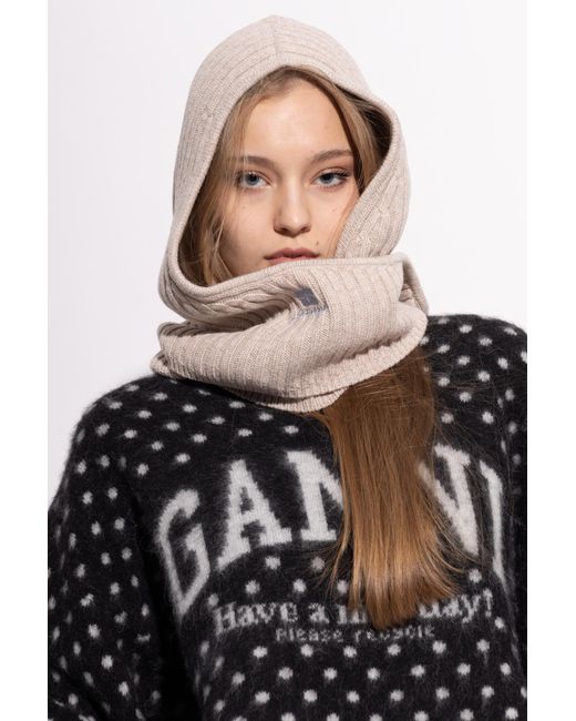 Ganni Natural Balaclava With Logo