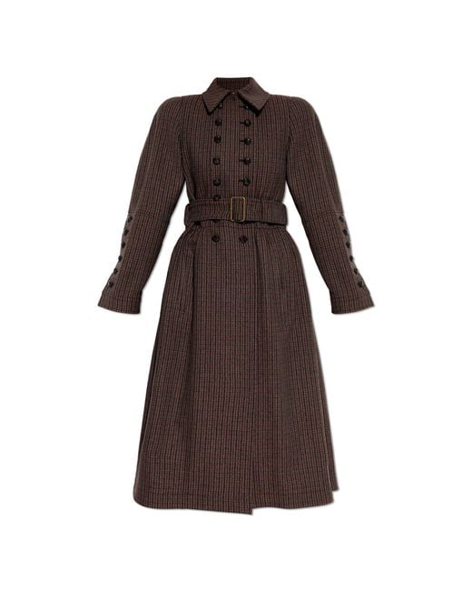 Chloé Brown Plaid-Patterned Coat