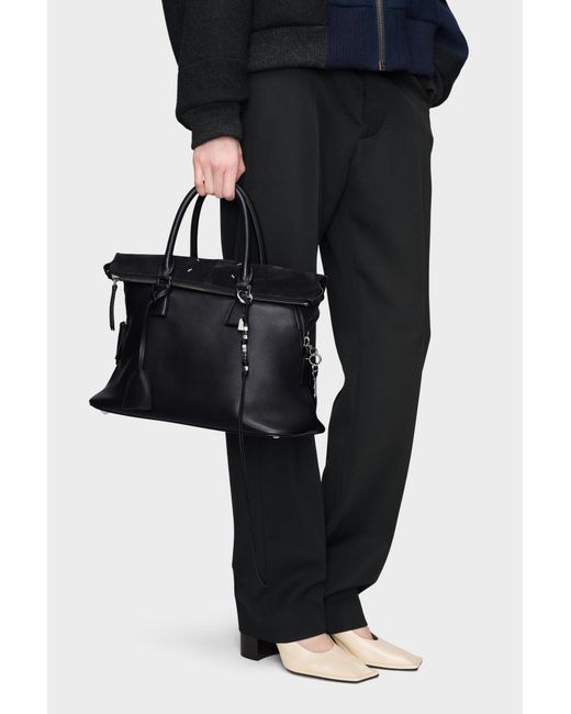 Maison Margiela Black Long Keychain On A Leather Strap
