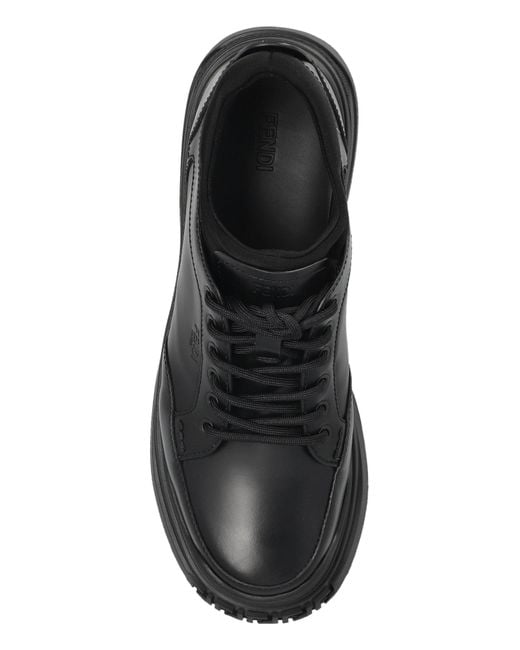 Fendi Black Leather Shoes "Force Light" for men